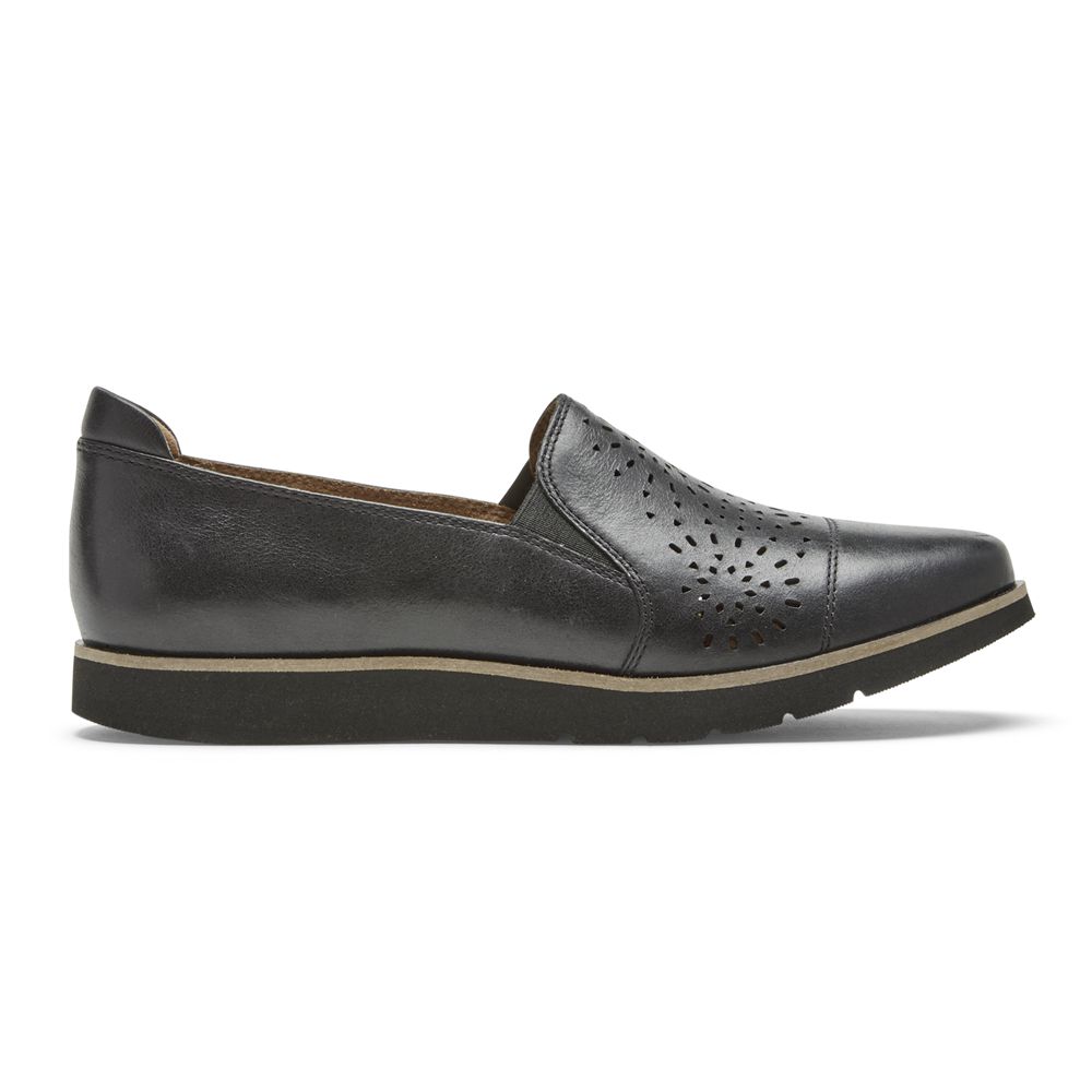 Sapatos Slip-On Rockport Cobb Hill Laci Twin-Gore Senhora - Pretas ( 297-WAMUPX )